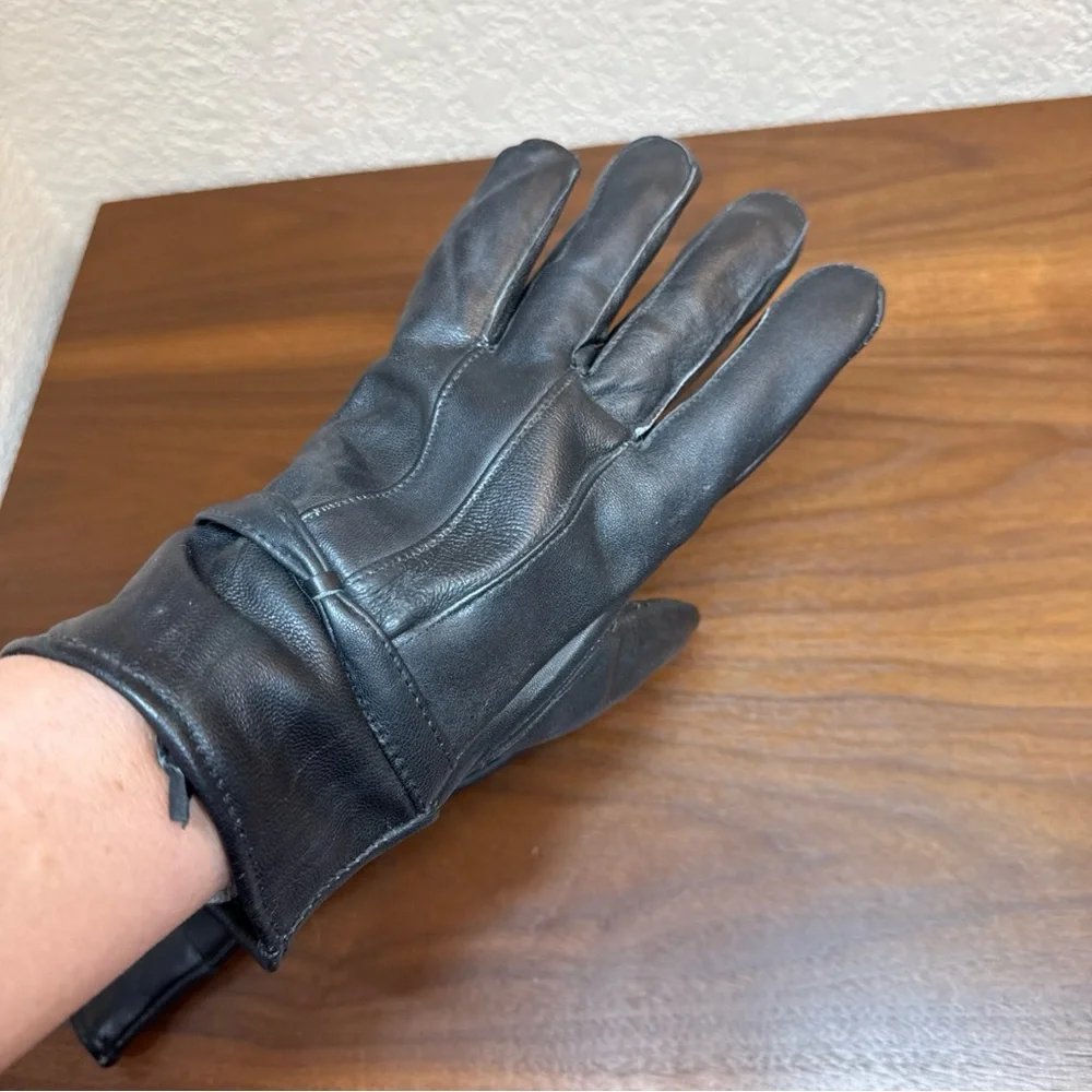 Women’s Gloves 100% Genuine‎ Lambskin Leather Lined Black Sz L Driving Walking